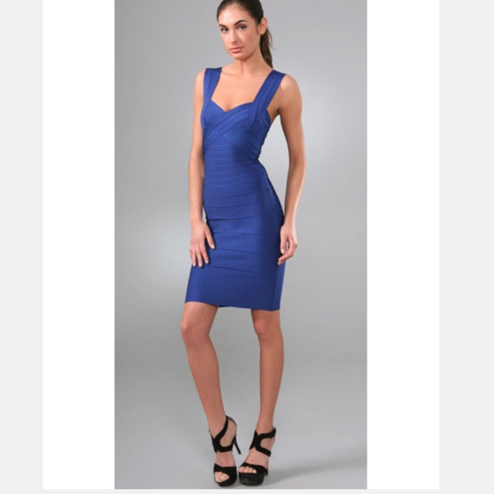 Herve Leger Jodi Bandage Dress Blue Sapphire S